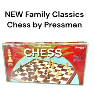 NEW Family Classics Chess by Pressman - w/ Folding Board & Full Size Chess Piece